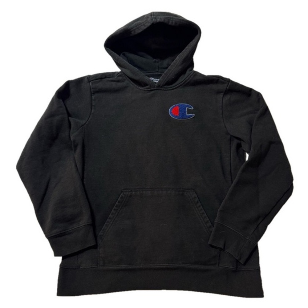 Champion Thick Heavy Warm Black Hooded Sweatshirt Youth XL Boy Activewear Sporty